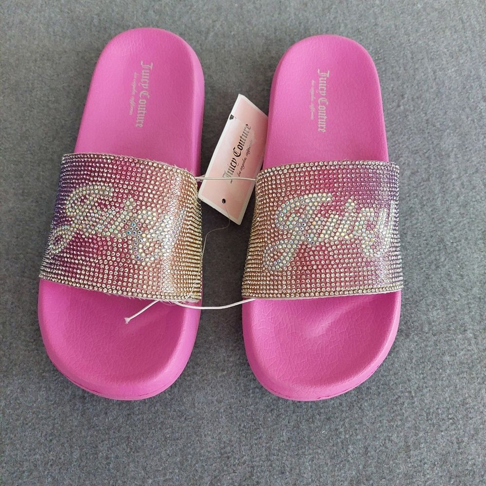 Juicy Couture Rosemead Rainbow Rhinestone Slides - NWT Size 3 / Fits Women’s 5
